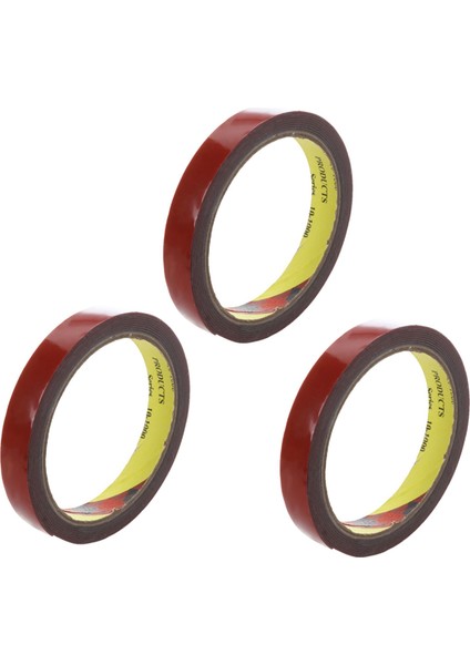 3x 3m Güçlü Kalıcı Çift Taraflı Süper Yapışkan Köpük Bant Rulosu Araç Araba, Kırmızı 15MM x 3m (Yurt Dışından)