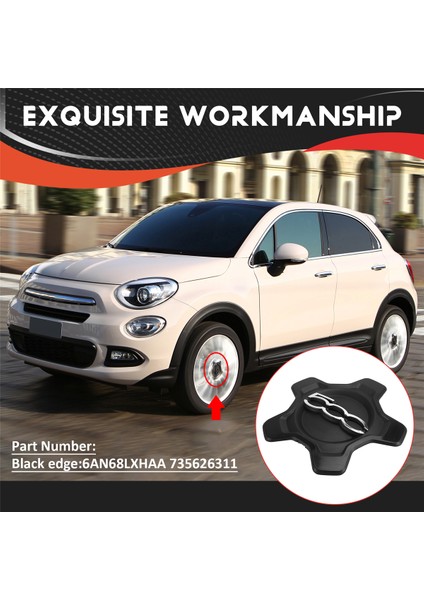 Araba Tekerlek Merkezi Kapağı Kapak 6AN68LXHAA 735626311 Fiat 500X 2016-2022 Toz Kapağı Araç Aksesuarları, Siyah (Yurt Dışından) indirimleri