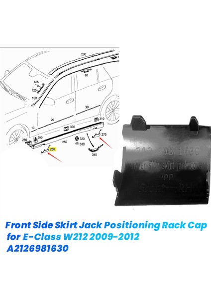 Araba Ön Yan Etek Küçük Kapak Jack Konumlandırma Raf Kapağı Mercedes Benz E-Serisi W212 2009-2012 A2126981630 (Yurt Dışından) fiyatları