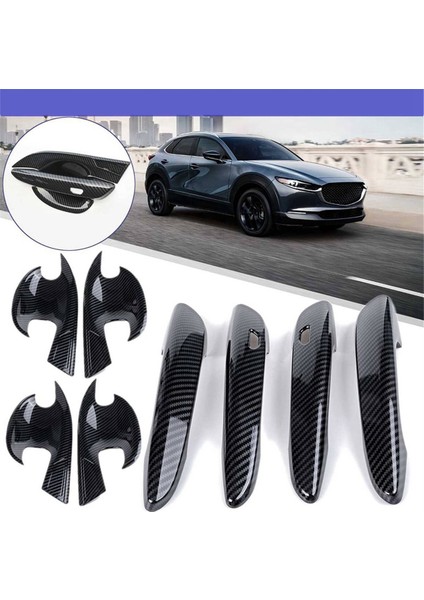 Mazda Için CX30 Cx-30 2020 2021 Karbon Fiber Araba Kapı Tutucu Koruyucu Koruyucu ve Kapı Kolu Dış Kase Trim Kapağı (Yurt Dışından) modelleri