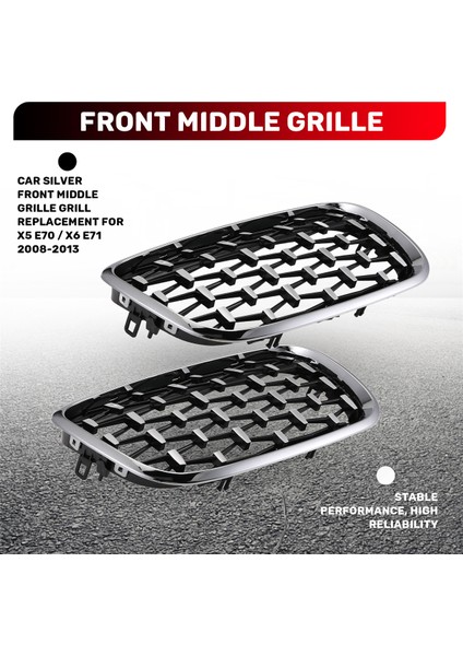 Bmw X5 E70 / X6 E71 2008-2013 Için Araba Gümüş Ön Orta Izgara Izgara Değiştirme (Yurt Dışından) fırsatları