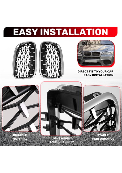 Bmw X5 E70 / X6 E71 2008-2013 Için Araba Gümüş Ön Orta Izgara Izgara Değiştirme (Yurt Dışından) indirimleri