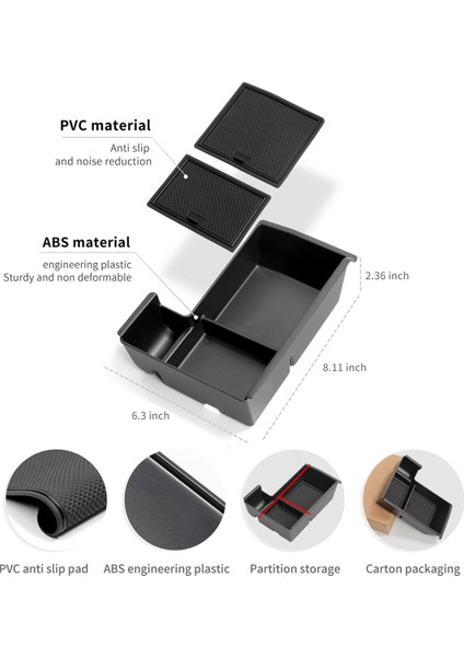 Araç Kol Masası Depolama Kutusu Organizatör Kılıf Merkezi Konsol Byd Song Için Depolama Tepsisi Plus Dmı/sealıon 6 2025 Rhd (Yurt Dışından) modelleri