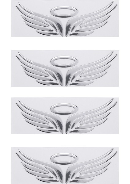 4x 3D Chrome Angel Wing Sticker Çıkartma Otomatik Araba Amblem Dekala Dekorasyon Renk Gümüş (Yurt Dışından)