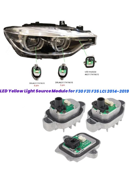 3pcs/set LED Modül Modül Angel Göz Sarı Işık Kaynak 63117419615 Bmw F30 F31 F35 Lcı 2014-2019 Drl Modülü Için (Yurt Dışından) fiyatları