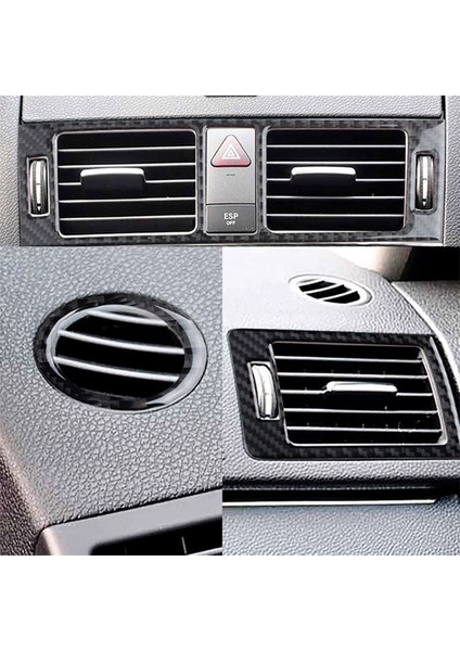 10PCS Karbon Fiber Iç Merkez Konsol Konsolu Gösterge Tablosu Hava Havalandırma Outlet Benz C-Serisi W204 2007-2013 (Yurt Dışından) indirimleri