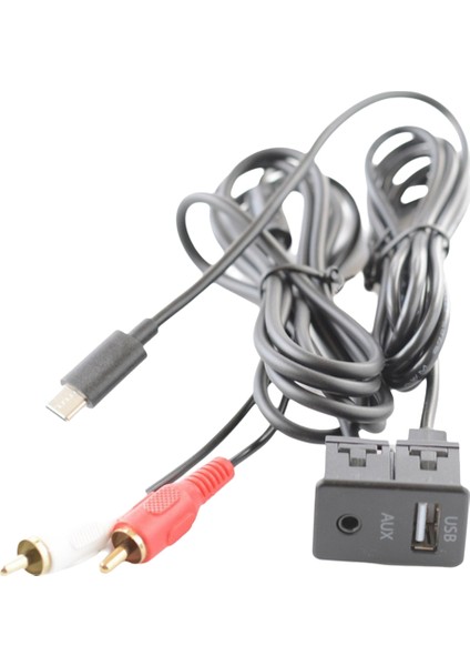 Araba Android Navigasyon Makinesi Aux Panel Tip-C+Rca Ses Girişi Usb+Aux Arayüz Paneli Uzatma Kablosu Adaptör Paneli (Yurt Dışından)