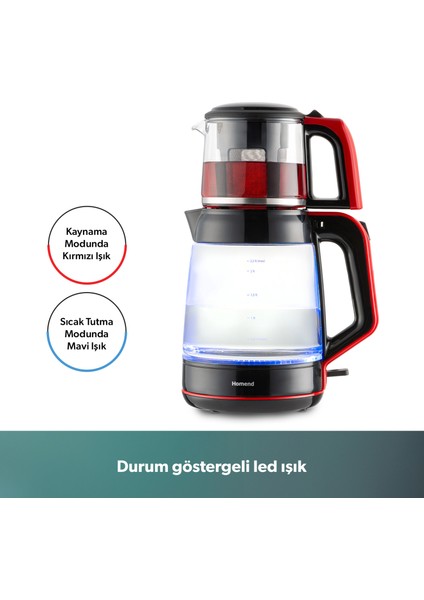 Infinity XL 1764H Cam Çay Makinesi Siyah Kırmızı fırsatları