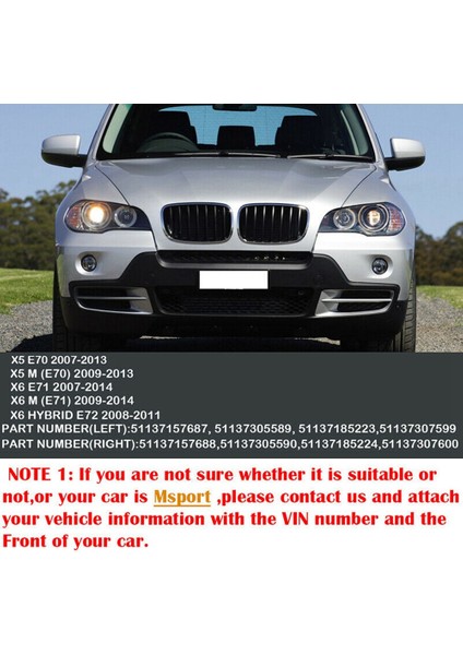 1 Çift Parlak Siyah Ön Kaput Böbrek Izgarası Izgara Için Bmw X5 X6 E70 E71 2007-2013 51137157687 51137157688 (Yurt Dışından) modelleri
