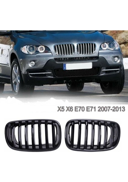 1 Çift Parlak Siyah Ön Kaput Böbrek Izgarası Izgara Için Bmw X5 X6 E70 E71 2007-2013 51137157687 51137157688 (Yurt Dışından) fırsatları