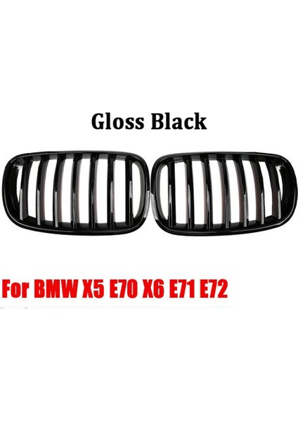 1 Çift Parlak Siyah Ön Kaput Böbrek Izgarası Izgara Için Bmw X5 X6 E70 E71 2007-2013 51137157687 51137157688 (Yurt Dışından) indirimleri