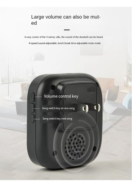 Ab Fiş Su Geçirmez Akıllı Kapı Zili Kablosuz Kapı Zili IP68 Ev Kapı Zili Akıllı 38 Şarkılar 4 Seviyeli Hacim Kontrolü (Yurt Dışından) fırsatları