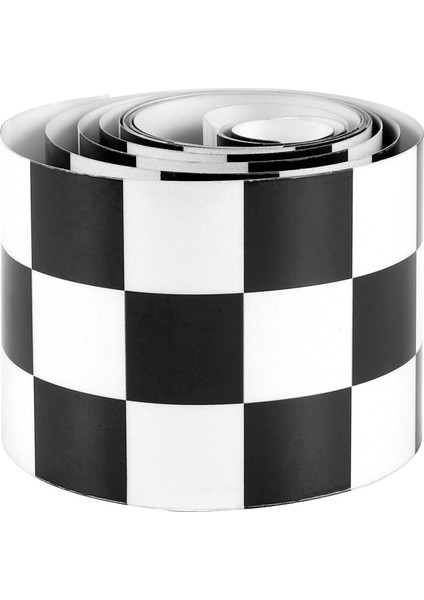 3 Inç Siyah/beyaz Damalı Çıkartlı Teyp Araba Motosiklet Bisiklet Tank Sticker (Yurt Dışından)