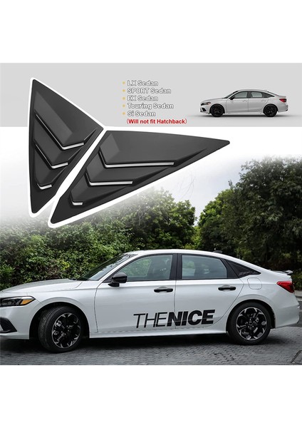 Arka Yan Pencere Kanjörleri Üçgen Pencere Cam Panjur Honda Civic Sedan 11TH 2022 2023 - Abs Matt Black (Yurt Dışından) modelleri