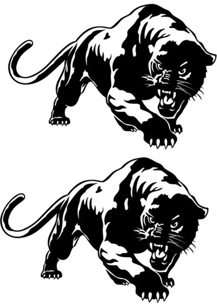 2x Tiger Araba Sticker Serin Çıkartmalar Vinil Su Geçirmez Otomatik Ayarlama Stil Siyah (Yurt Dışından)