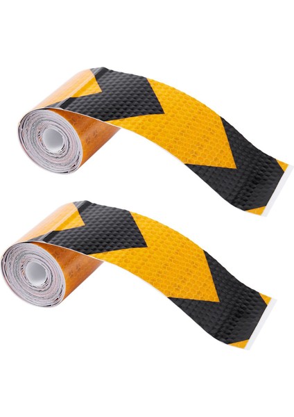 2pcs 2 Inç X10FT 3 Metre Gece Yansıtıcı Güvenlik Uyarı Bant Şeridi Çıkartması Siyah Sarı (Yurt Dışından)