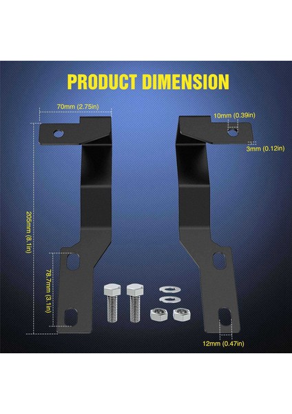2x LED Işık Pod Metal Kaput Montaj Braket Kiti/hendek Kaputu Hafif Braketler 2005-2015 Toyota Tacoma, Siyah (Yurt Dışından) fırsatları