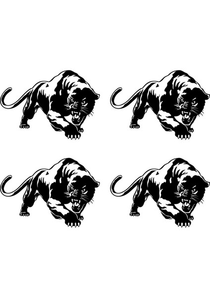 4x Tiger Araba Sticker Serin Çıkartmalar Vinil Su Geçirmez Otomatik Ayarlama Stil Siyah (Yurt Dışından)