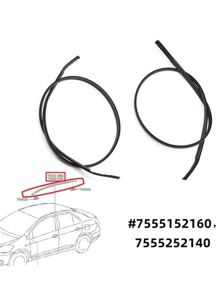 7555152160 7555252140 Toyota Için Yaris Sedan 07-11 Yan Kapı Çatı Damlama Kalıp Trim Finish Strip Lh &amp; Rh Su Geçirmez Şerit (Yurt Dışından) modelleri