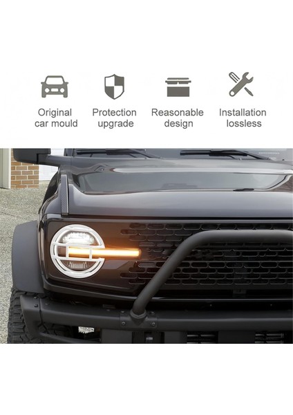 Ford Bronco 2021-2024 Aksesuarlar Için Araba Far Koruma Kapağı Koruyucu Trim Beyaz (Yurt Dışından) modelleri