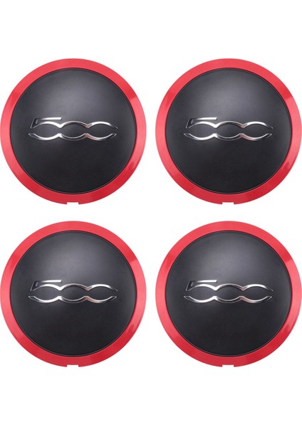 4pcs 133MM Fiat Için Hubcap 500 Tekerlek Merkezi Hub Kapakları Amblem Etiketi 68078419AC 68078421AC 51884863 Kırmızı (Yurt Dışından)