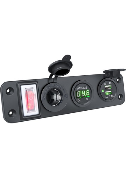 4&#39;te 1 Yeni Dijital Voltmetre +12V Güç Soketi +Çift USB Güç Şarj Cihazı Adaptörü Deniz USB Şarj Soketi Yeşil (Yurt Dışından)