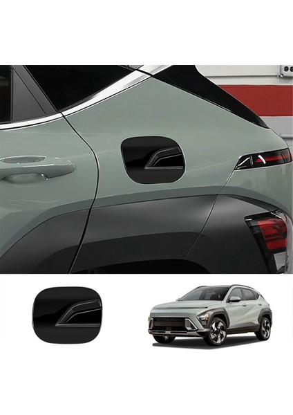 Araba Kapı Yakıt Deposu Gaz Kapağı Dekorasyon Kapağı Hyundai Kona 2024+ Araç Dış Aksesuarları Parlak Siyah (Yurt Dışından) modelleri