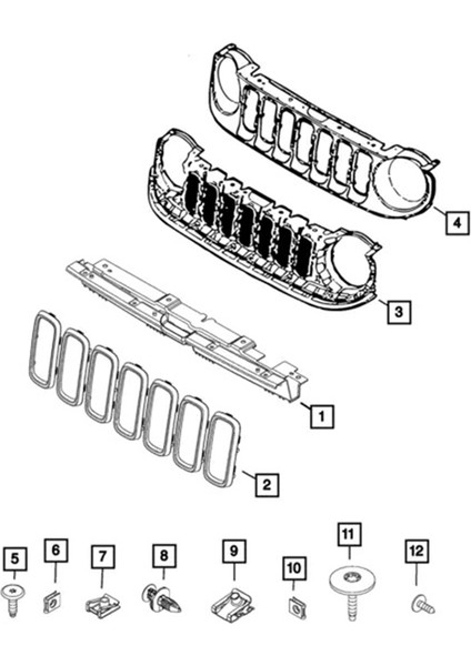 7 Pcs Ön Izgara Merkezi Jeep Renegade 2015-2018 735599127 5XB16SZ0AA 735655564 Jeep Modifikasyonu (Yurt Dışından) indirimleri