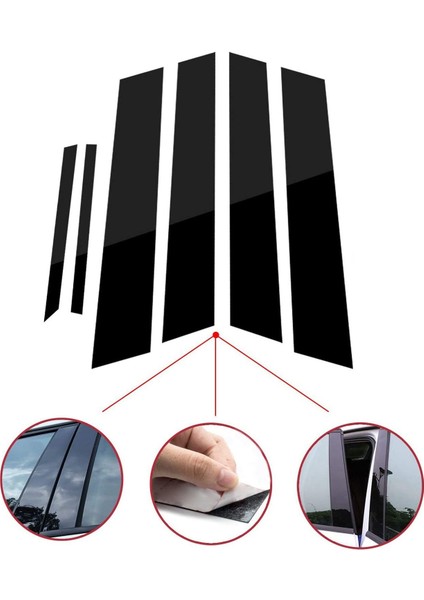 6pcs Pencere Direği Yazıları Kapak, Honda Civic 2006-2011 Yan Kapı Paneli Kaplamaları, Parlak Siyah (Yurt Dışından) modelleri