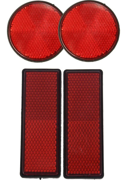 4 Adet Motosiklet Için Evrensel Kırmızı Reflektörler Atv Bisikletleri Kir Bisikletler, 2 Pcs Yuvarlak &amp; 2 Pcs Dikdörtgen (Yurt Dışından)