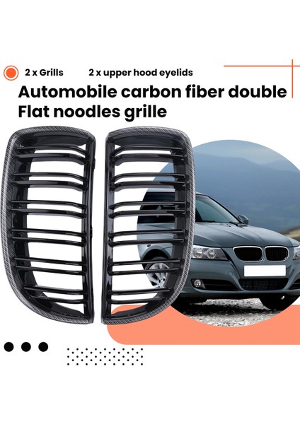Araba Karbon Fiber Bak Bmw 3 Serisi E90 E91 2005-2008 Için Ön Böbrek Izgara Çift Çıtaları Izgara (Yurt Dışından) indirimleri