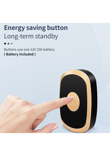 Kablosuz Kapı Zili Rgb Renkli Işık 38 Müzik Tracks 4 Seviye Açık Dış Mekan 150M Menzilli Kinetik Kapı Zili (Yurt Dışından)