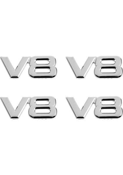 4x 3D Gümüş Otomatik Motor V8 Otomobil Arka Amblem Çıkartma Rozeti Çıkartma 7.5x3.5cm (Yurt Dışından)