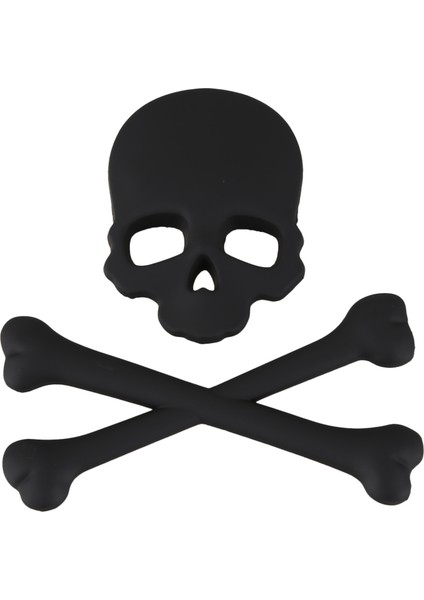 Kafatası Kemik 3D Tasarım Motosiklet Araba Amblem Rozeti Sticker Siyah (Yurt Dışından)