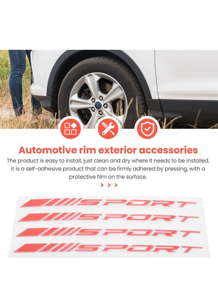 Spor Çıkartma Çıkartma Tekerlekleri Jantlar Yarış Araba Sticker Kendi Yapışkan Araba Kapı Jantlar Tekerlek Göbek Çıkartma Aksesuarları 4 Pcs, Kırmızı (Yurt Dışından) indirimleri