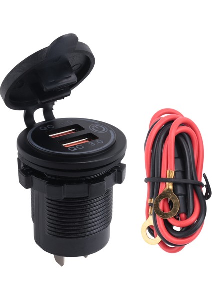 Qc 3.0 Çift USB Şarj Cihazı Soketi, Su Geçirmez 12V/24V USB Çıkışı Araba, Deniz, Tekne, Rv, Motosiklet, Kırmızı Için Dokunmatik Anahtarlı (Yurt Dışından)