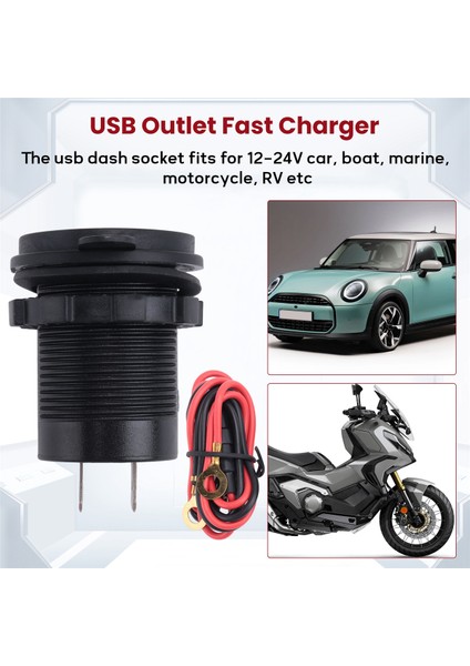 Qc 3.0 Çift USB Şarj Cihazı Soketi, Su Geçirmez 12V/24V USB Çıkışı Araba, Deniz, Tekne, Rv, Motosiklet, Kırmızı Için Dokunmatik Anahtarlı (Yurt Dışından) fırsatları