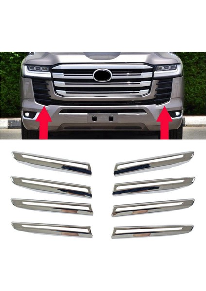 8pcs Gümüş Ön Sis Fark Trim Şeridi Toyota Land Cruiser 2023 LC300 Için Ön Izgara Tamponu (Yurt Dışından) fiyatları