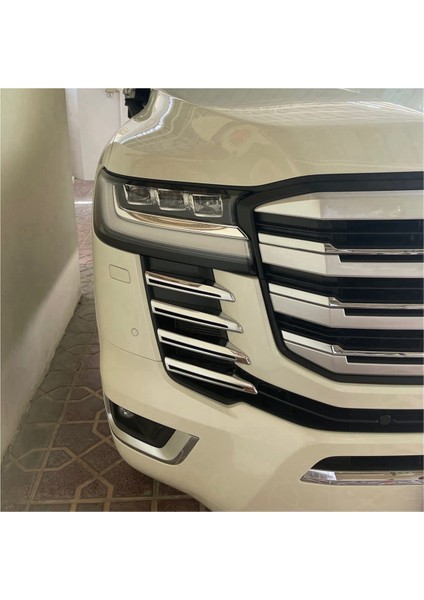 8pcs Gümüş Ön Sis Fark Trim Şeridi Toyota Land Cruiser 2023 LC300 Için Ön Izgara Tamponu (Yurt Dışından) modelleri