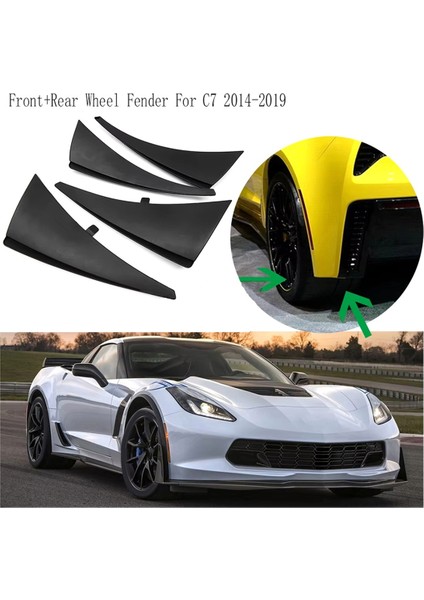 Araba Ön+Arka Tekerlek Çamurluk Muhafızları Flaps Çamurluklar Chevrolet Corvette C7 2014-2019 Için Kapak Kaplama (Yurt Dışından)