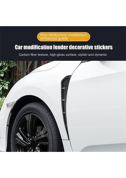 Evrensel Araba Mudguard Yan Havalandırma Dekoratif Çıkartmalar, Hava Akışı Giriş Deliği Izgara Aksesuarları, Abs Karbon Fiber (Yurt Dışından) indirimleri