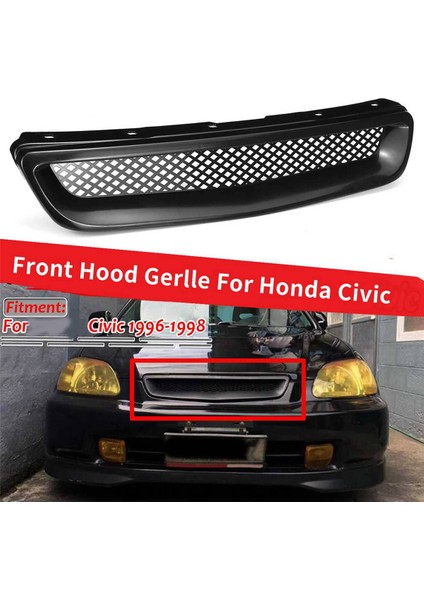 3x Abs Siyah Araba Ön Tampon Kaput Izgara Izgara Kapak Kaplama Honda Civic Ek Cx Dx Ex Hx Lx Tip R 1996 1997 1998 (Yurt Dışından) fırsatları