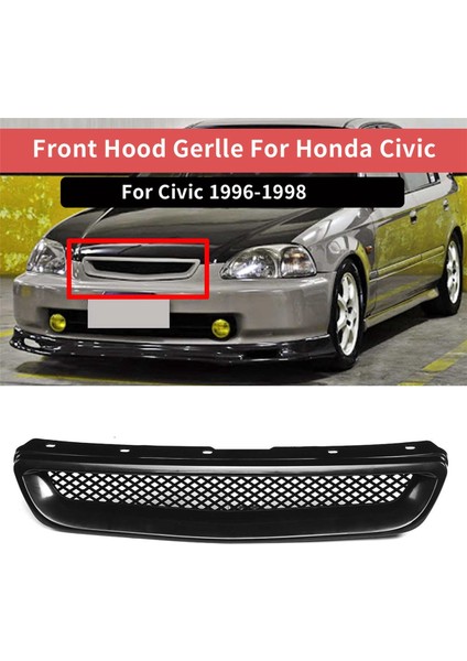 3x Abs Siyah Araba Ön Tampon Kaput Izgara Izgara Kapak Kaplama Honda Civic Ek Cx Dx Ex Hx Lx Tip R 1996 1997 1998 (Yurt Dışından) indirimleri