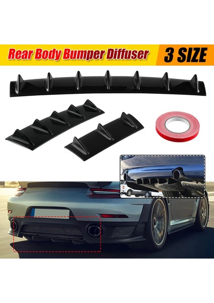 Evrensel Araba Arka Ayrıştırıcı Köpekbalığı Tampon Difüzör 7 Fin Arka Tampon Dudak Spoiler Benz Honda Toyota Parlak Siyah A (Yurt Dışından) fiyatları