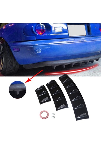 Evrensel Araba Arka Ayrıştırıcı Köpekbalığı Tampon Difüzör 7 Fin Arka Tampon Dudak Spoiler Benz Honda Toyota Parlak Siyah A (Yurt Dışından) fırsatları