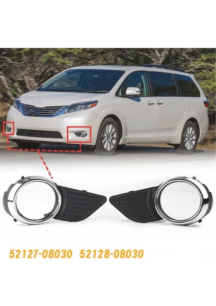 1paır Ön Tampon Sis Fark Kapağı Izgara Toyota Sienna Baz/le/le 2011-2017 52127-08030 52128-08030 (Yurt Dışından) fiyatları