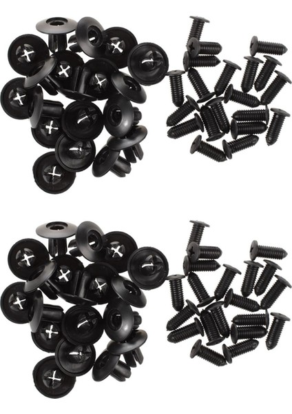 40 Adet 8mm Delik Genişleyen Vidalı Panel Klipsleri Plastik Perçin Siyah (Yurt Dışından)