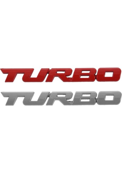 2 Adet Turbo Evrensel Araba Motosikleti Otomatik 3D Metal Amblem Rozeti Çıkartma, Kırmızı ve Gümüş (Yurt Dışından)
