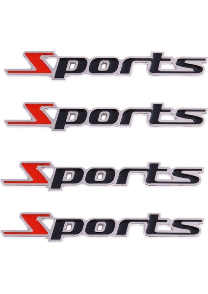 4 Adet Siyah Kırmızı Metal Spor Harfleri Araba Rozeti Çıkartma Amblem Dekor (Yurt Dışından)