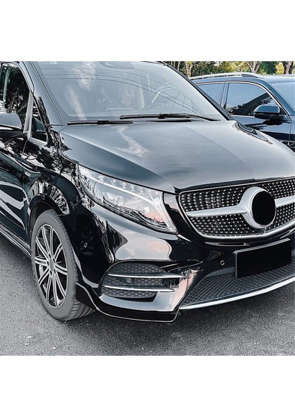 Mercedes-Benz V-Serisi W447 V260 Amg Hat Ön Tampon Dudak Açısı Difüzör Ayırtıcı Spoiler Koruyucu Parlak Siyah (Yurt Dışından)